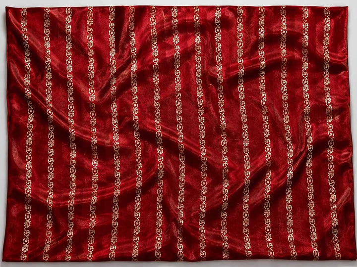 Crimson Red Mashru Katan Banarasi Silk Saree