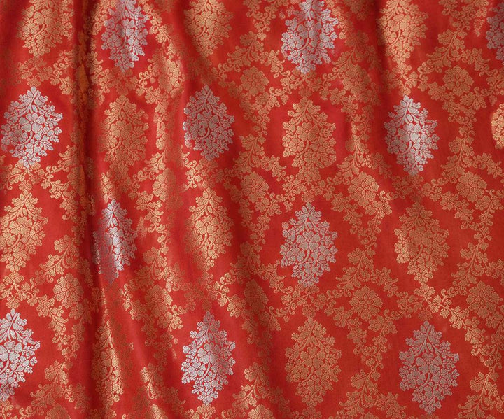 Flame Red Mashru Katan Banarasi Silk saree