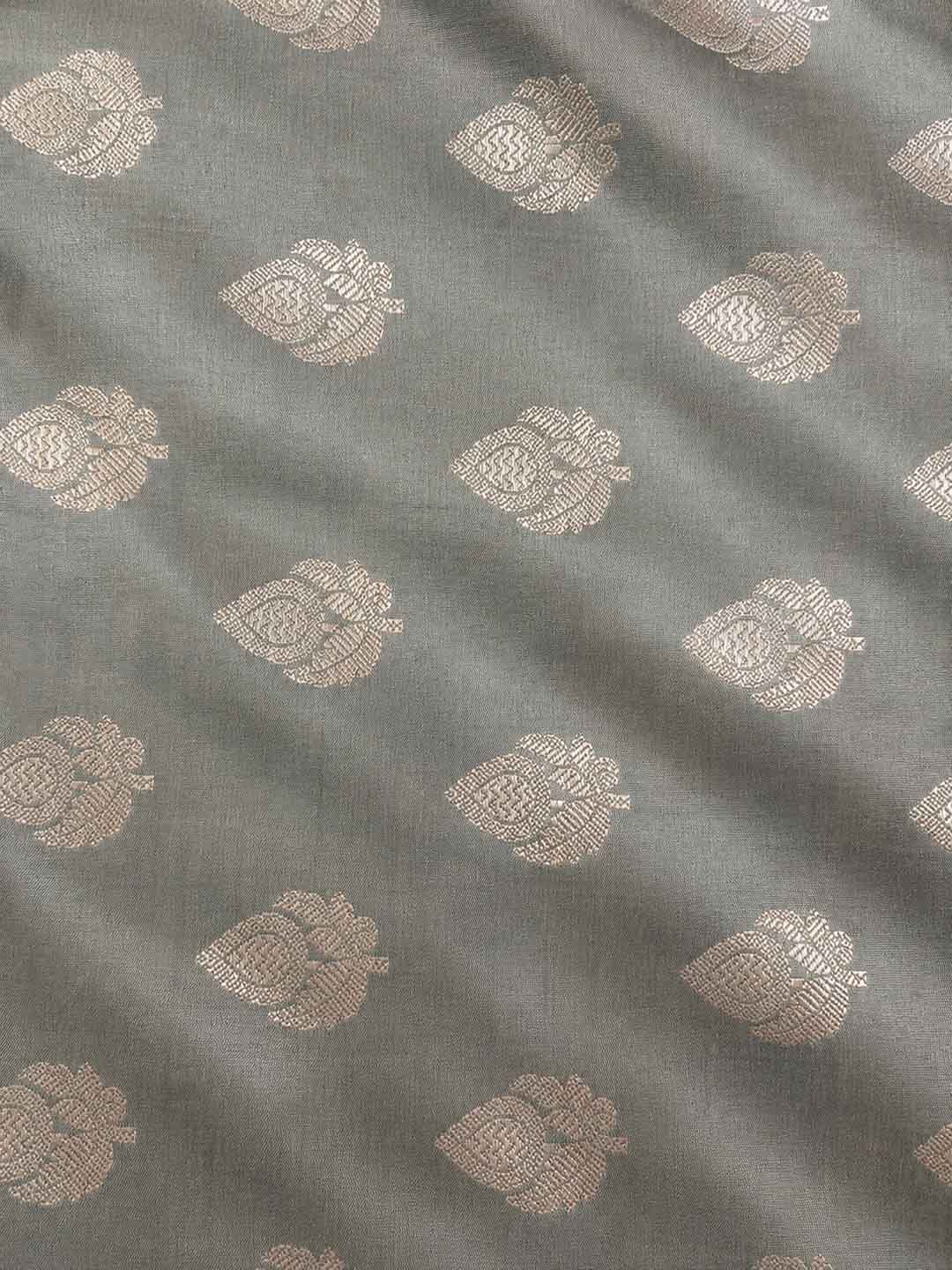 Grey Mashru Katan Banarasi Silk Saree