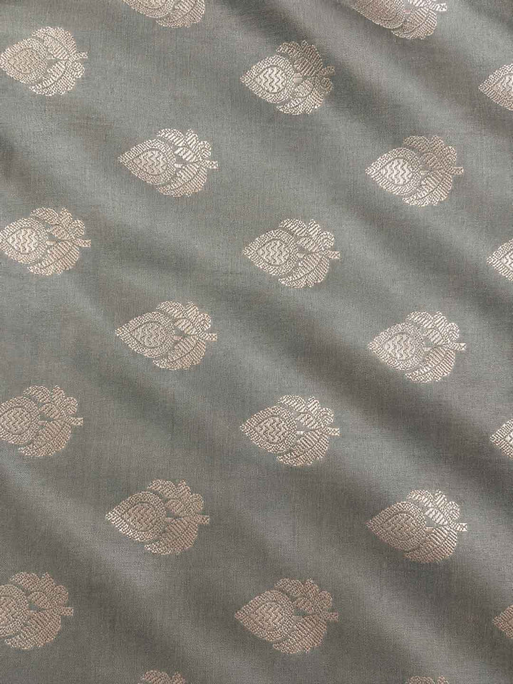 Grey Mashru Katan Banarasi Silk Saree