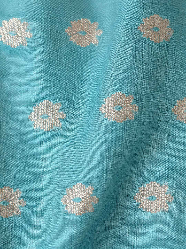 Sky Blue Mashru Katan Banarasi Silk Saree