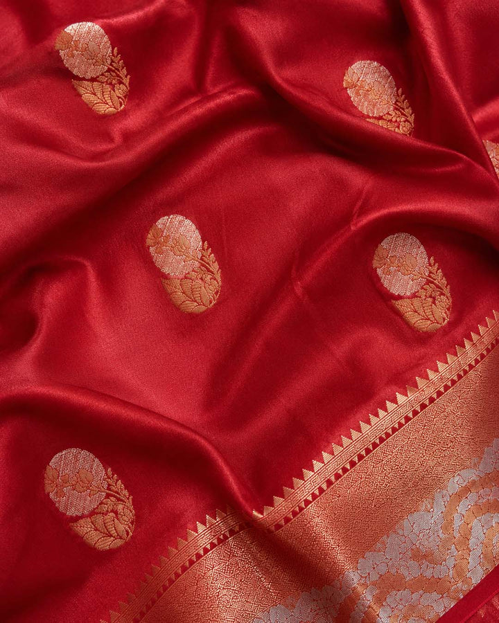 Red Mul Mul Silk Saree