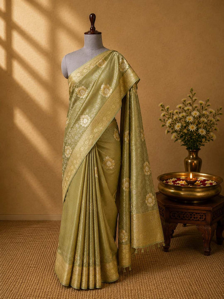 Green Tissue Brocade Banarasi Silk Saree