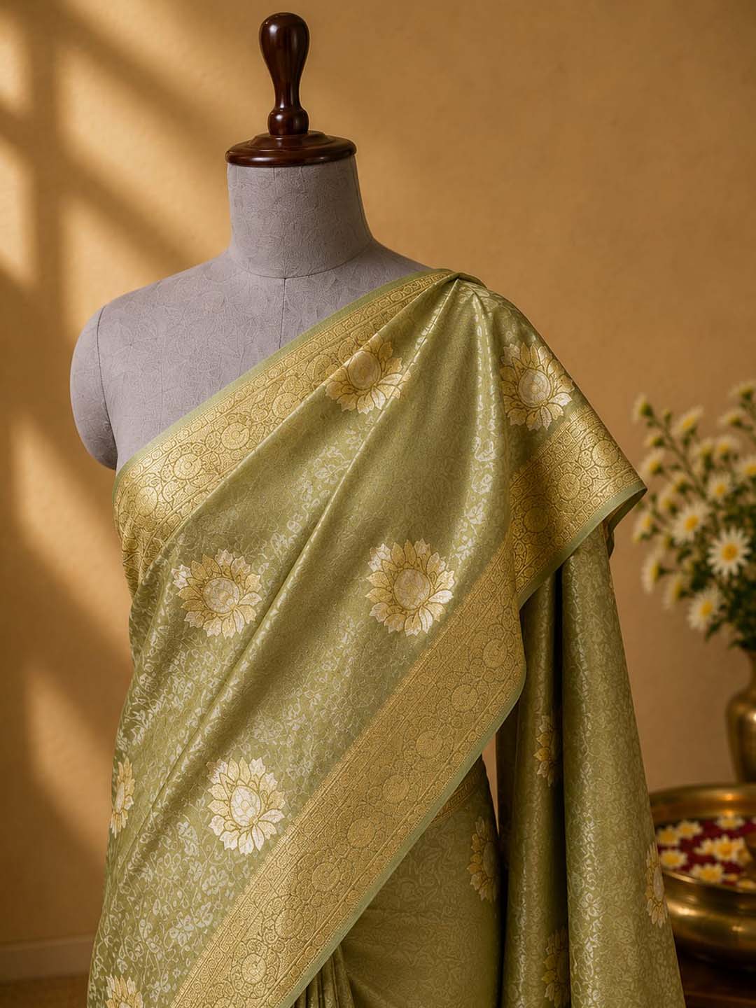 Green Tissue Brocade Banarasi Silk Saree