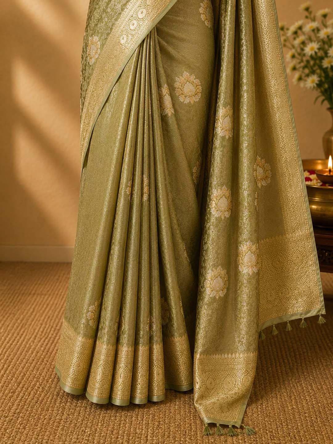 Green Tissue Brocade Banarasi Silk Saree