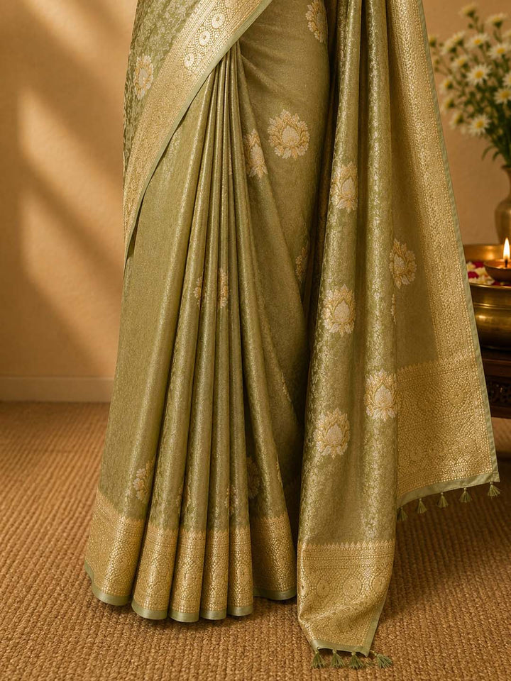 Green Tissue Brocade Banarasi Silk Saree