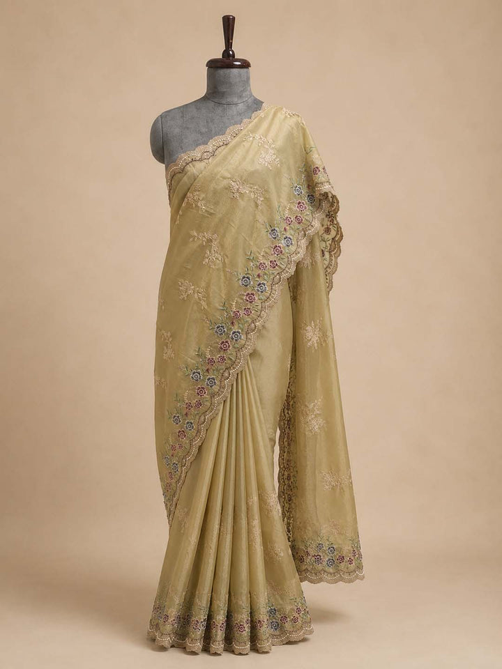 Pastel Green Organza Tissue Saree