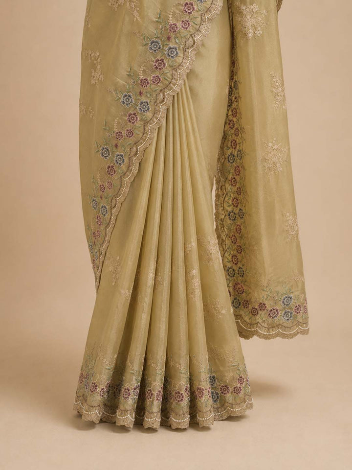 Pastel Green Organza Tissue Saree