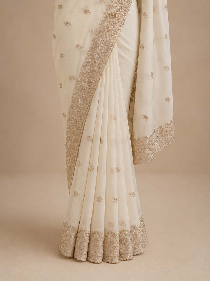 Offwhite Platinum Georgette Saree