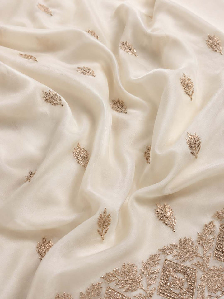 Offwhite Platinum Georgette Saree