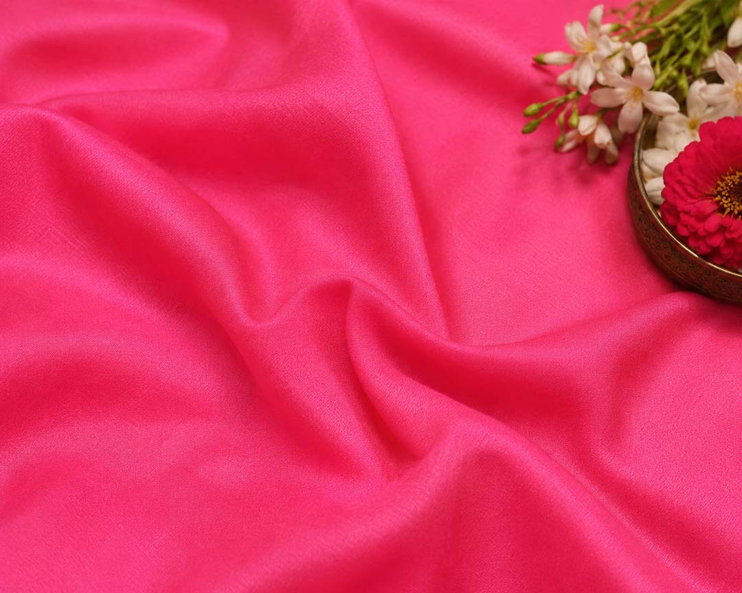 Dark Pink Mysore Silk Saree With Blue Border