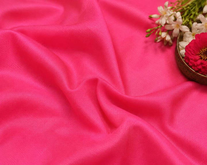 Dark Pink Mysore Silk Saree With Blue Border