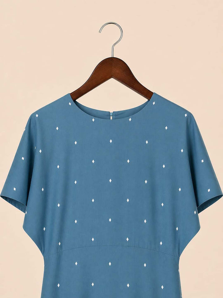 Dull Blue Jamdani Dress