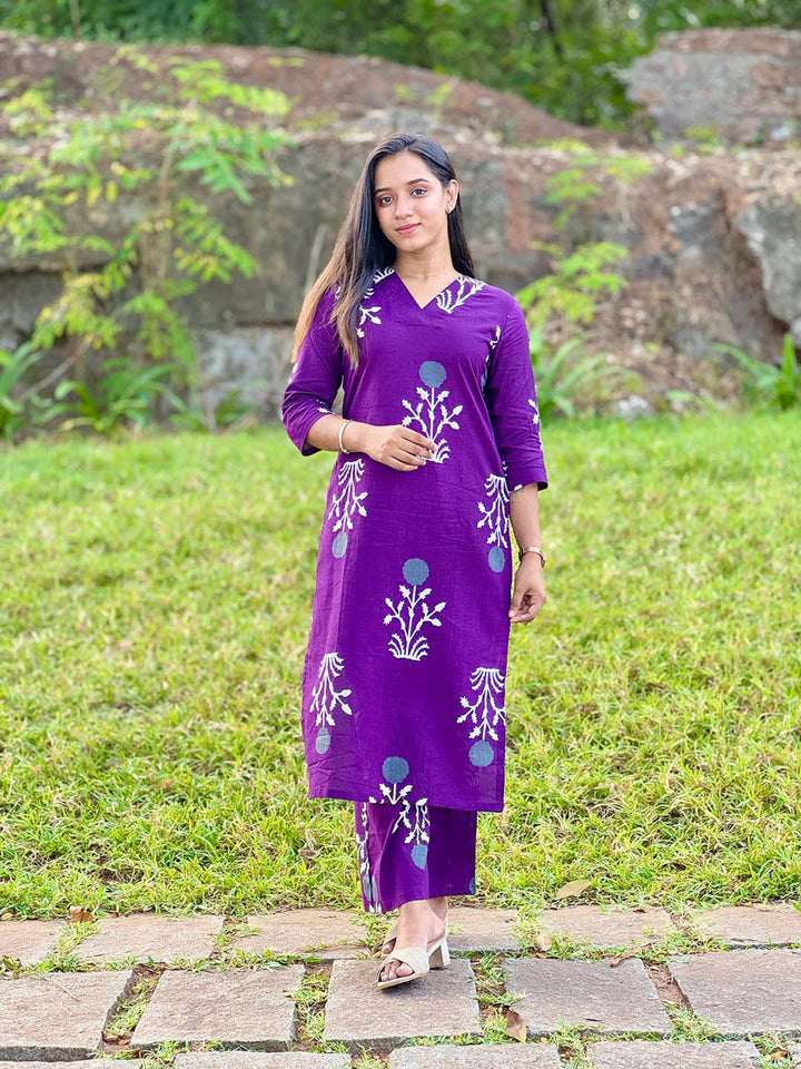Purple Kurta Pant Set