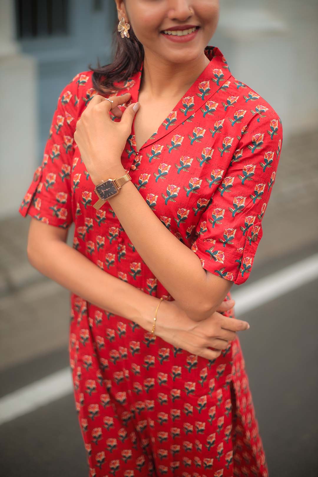 Red Chilly Cotton Kurta and Pant Set