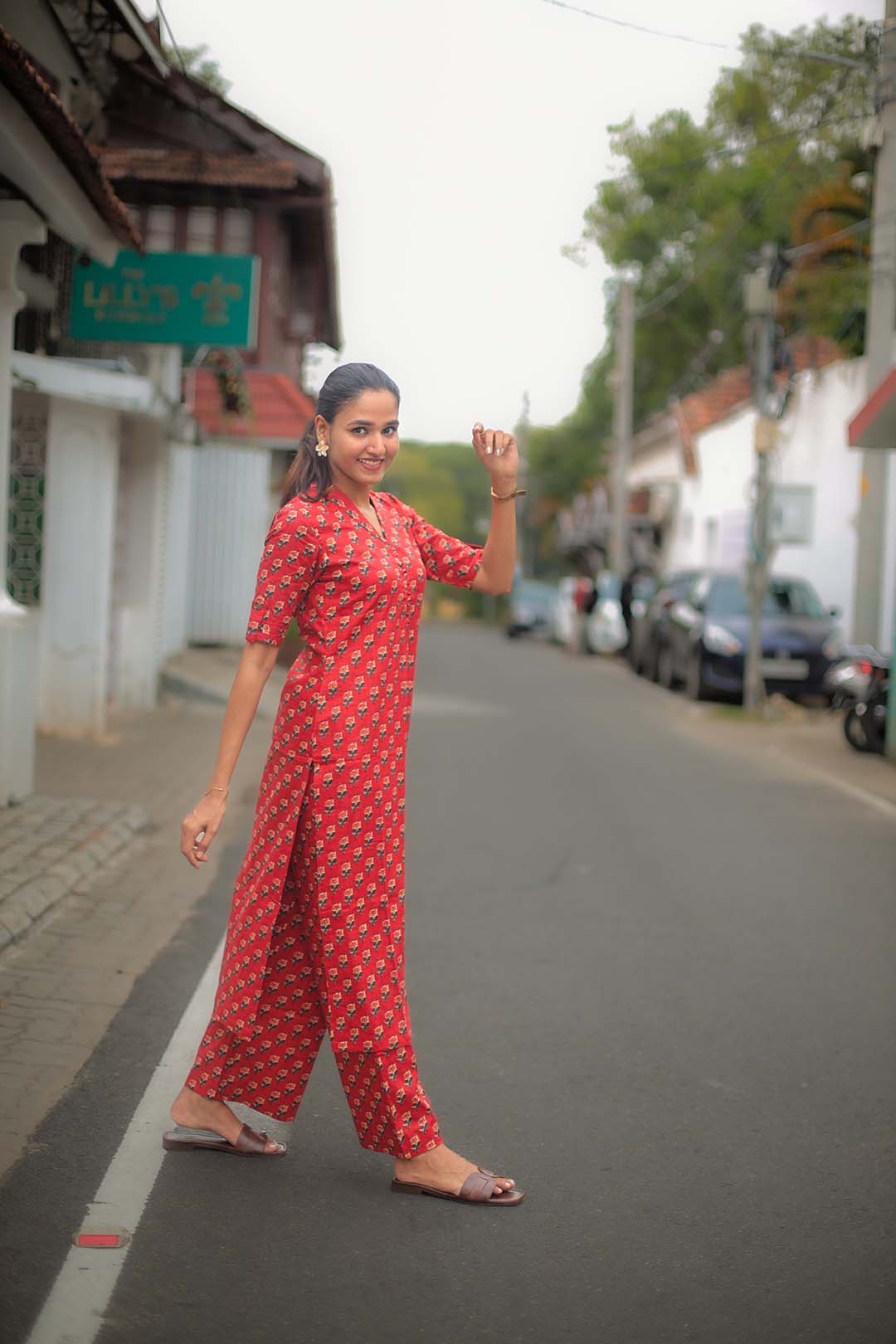 Red Chilly Cotton Kurta and Pant Set