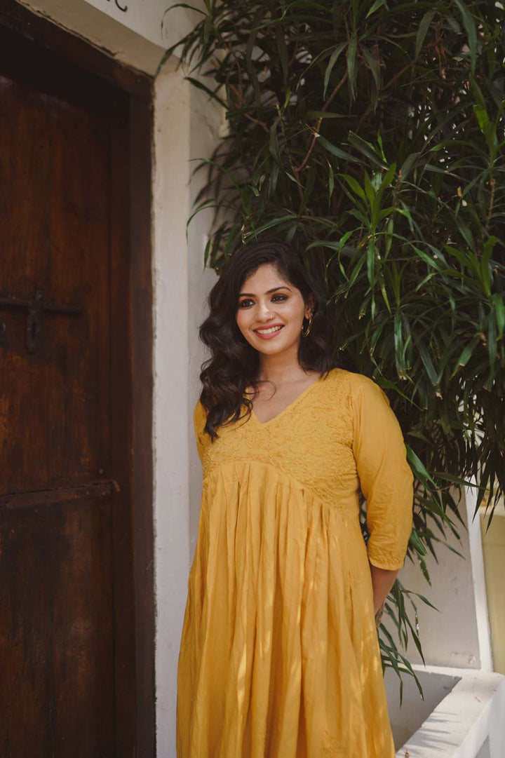 Mustard Yellow Aliya Cut Dress