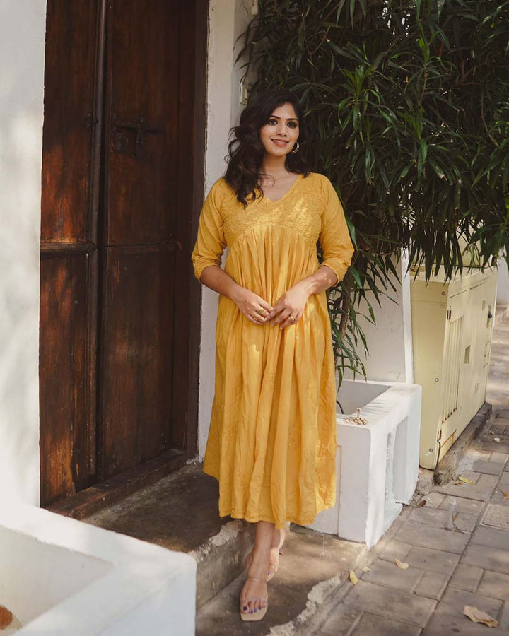 Mustard Yellow Aliya Cut Dress