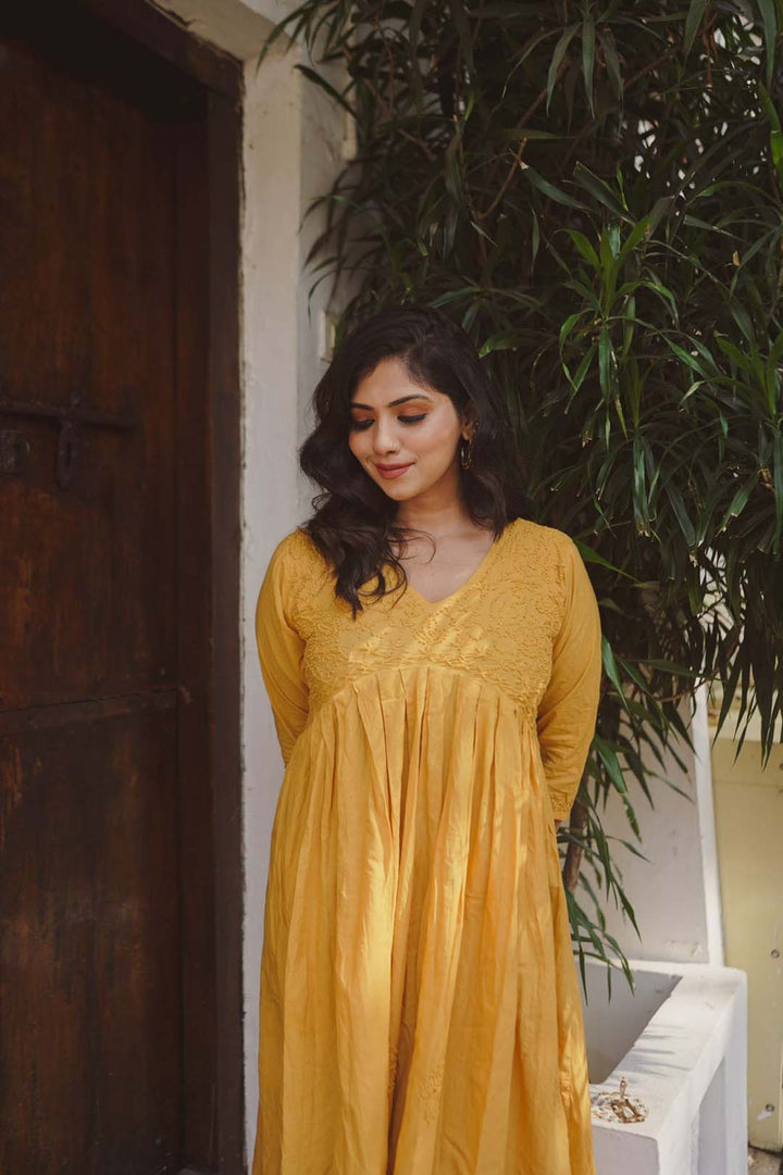 Mustard Yellow Aliya Cut Dress