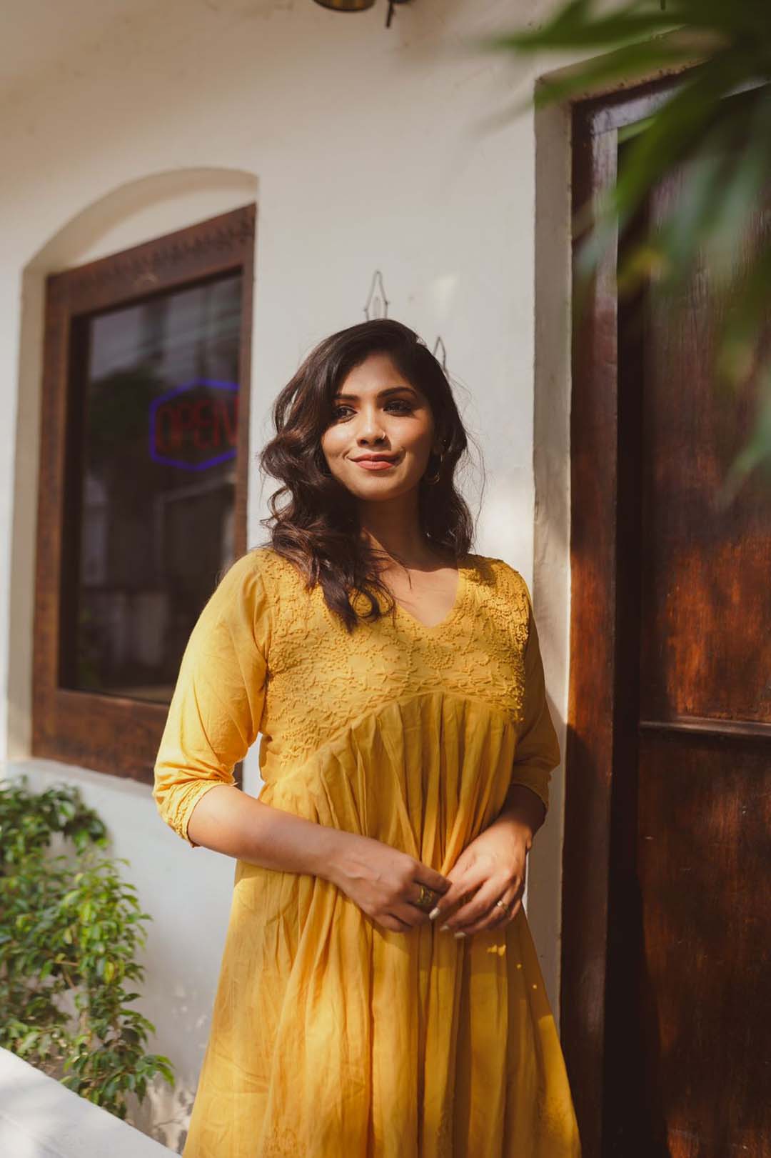 Mustard Yellow Aliya Cut Dress