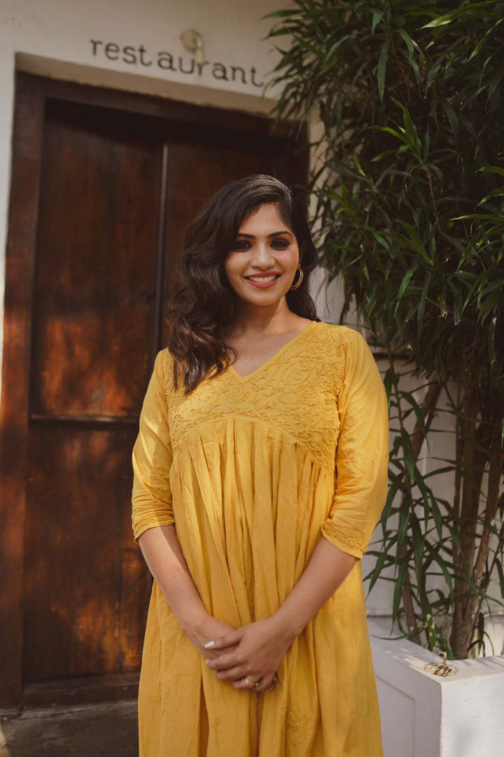 Mustard Yellow Aliya Cut Dress