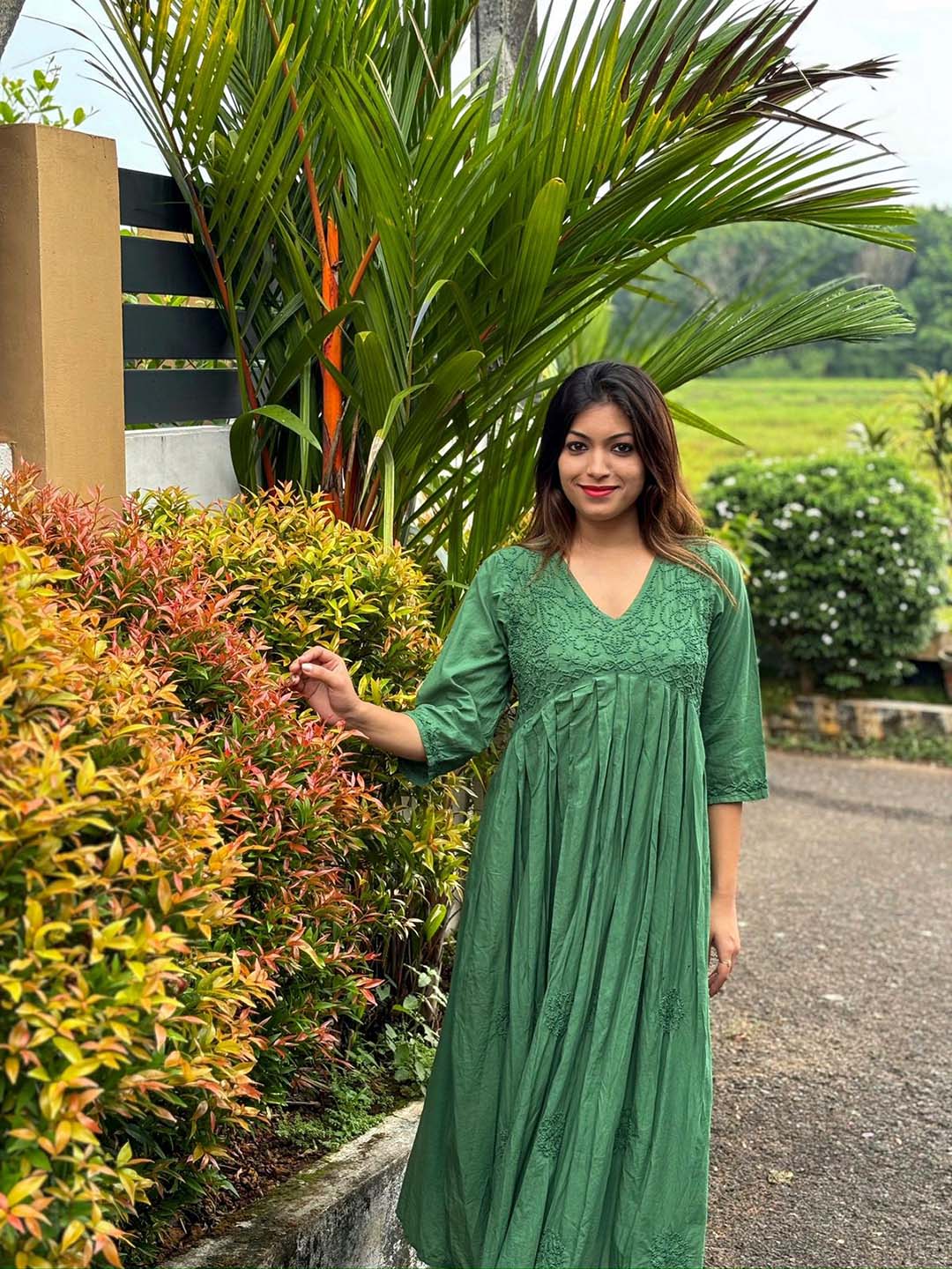 Green Aliya Cut Dress