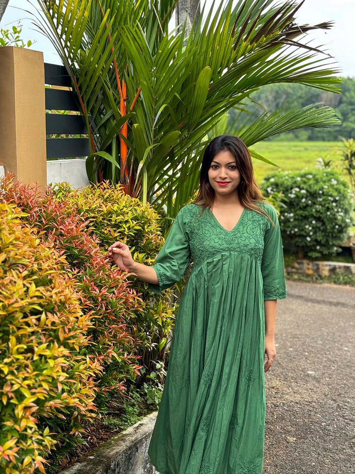Green Aliya Cut Dress