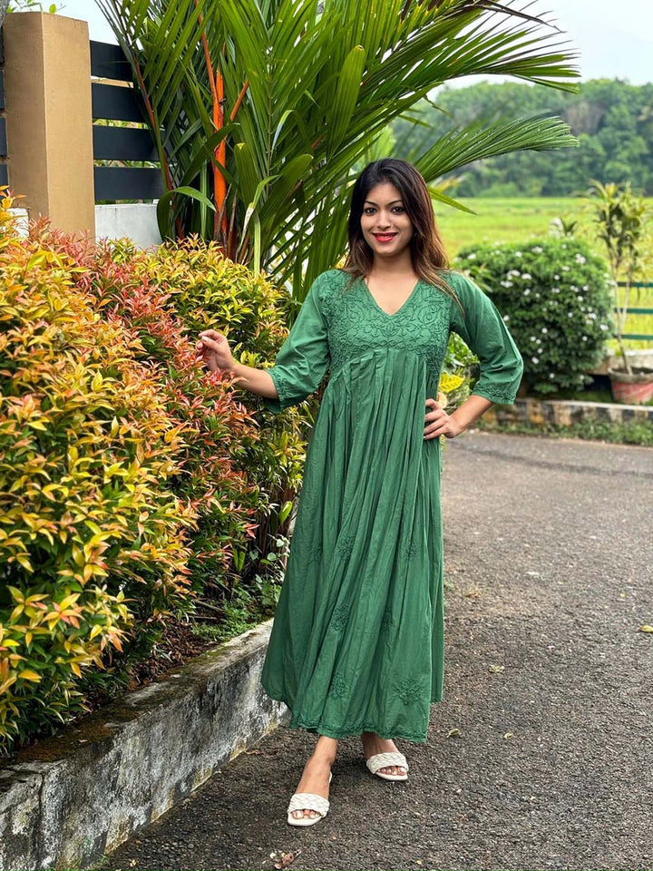Green Aliya Cut Dress