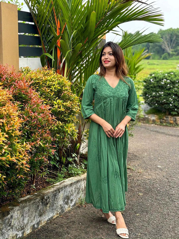 Green Aliya Cut Dress