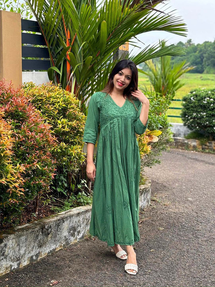 Green Aliya Cut Dress
