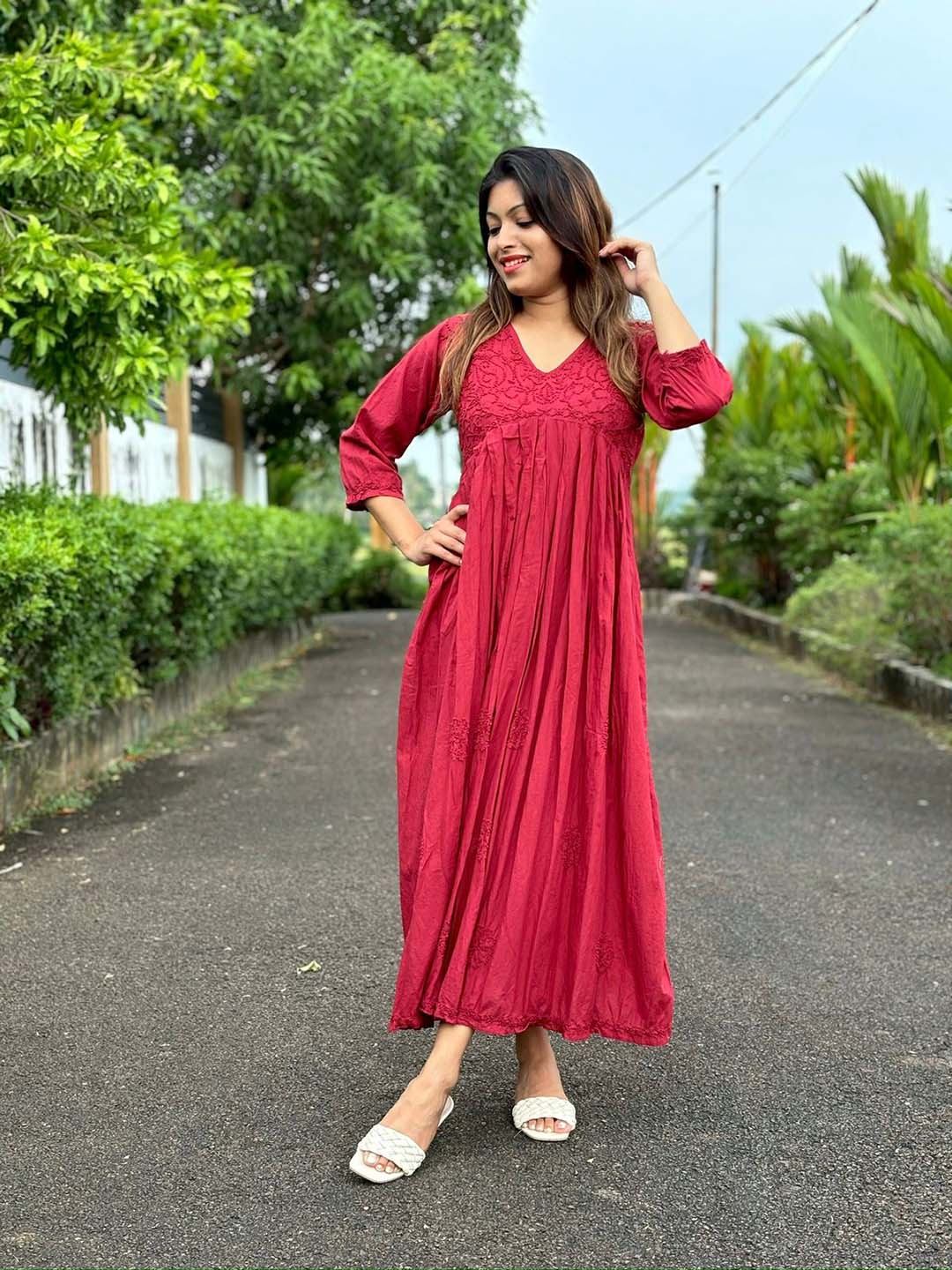 Maroon Aliya Cut Dress