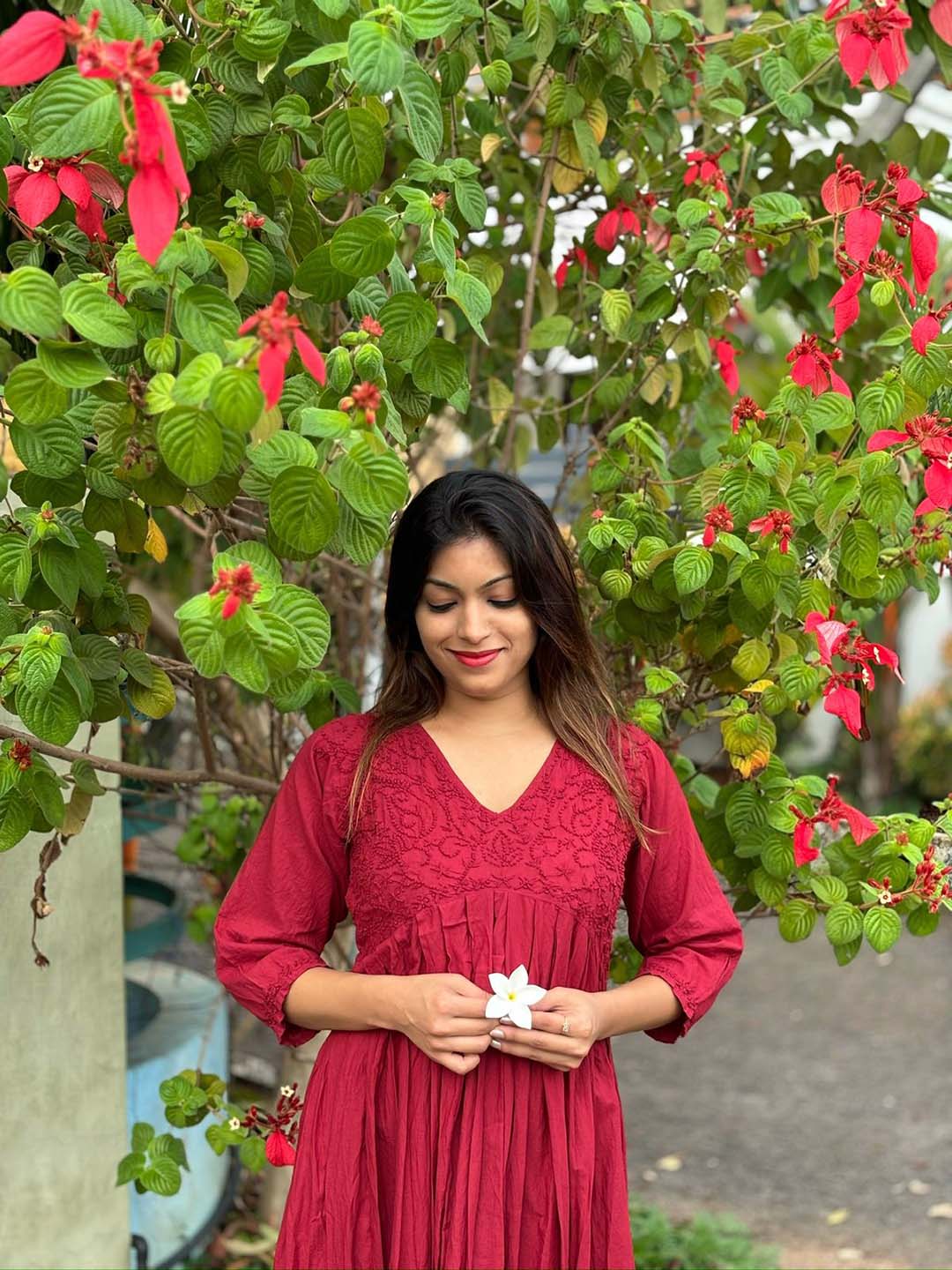 Maroon Aliya Cut Dress