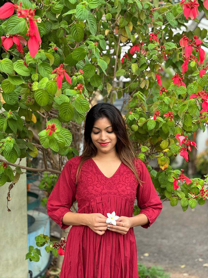 Maroon Aliya Cut Dress