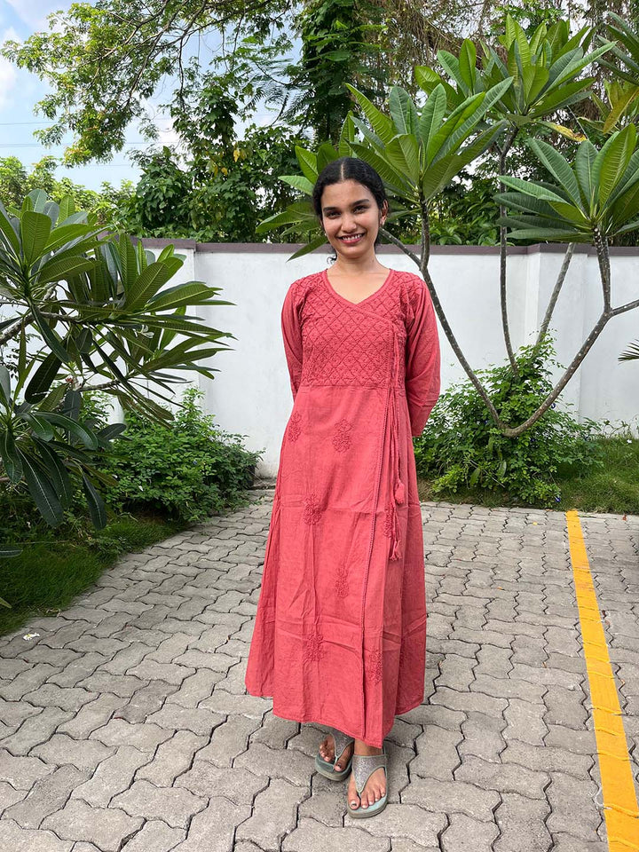Pastel Red Angrakha