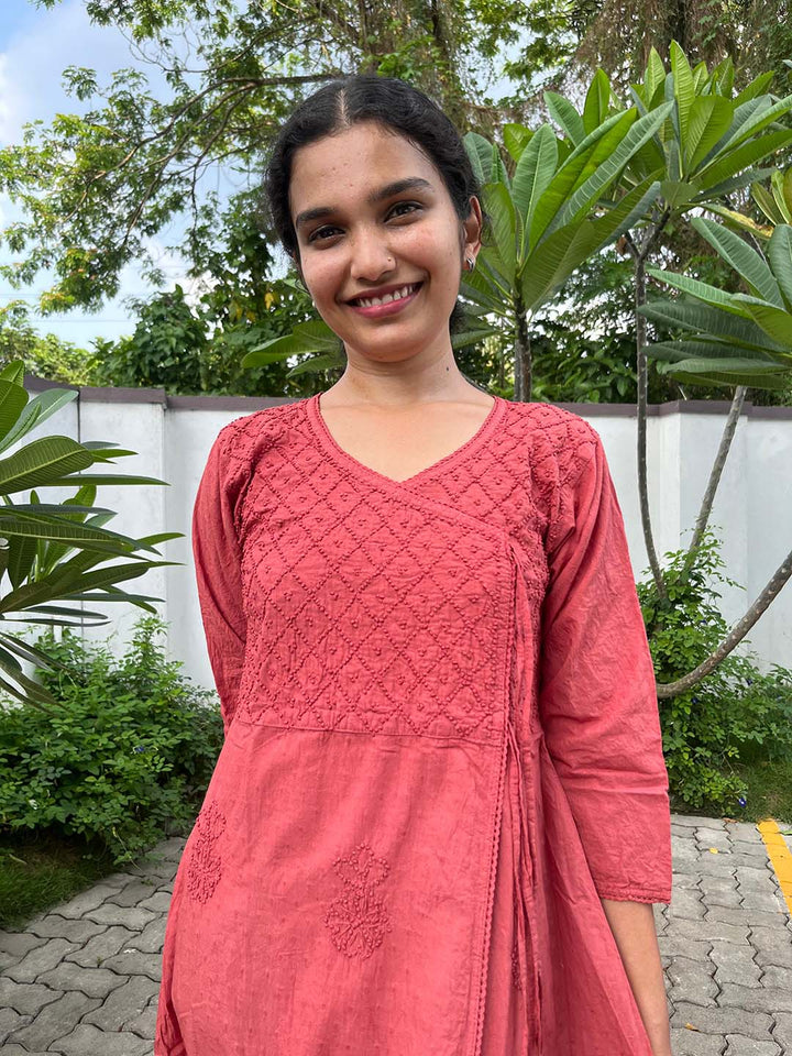 Pastel Red Angrakha