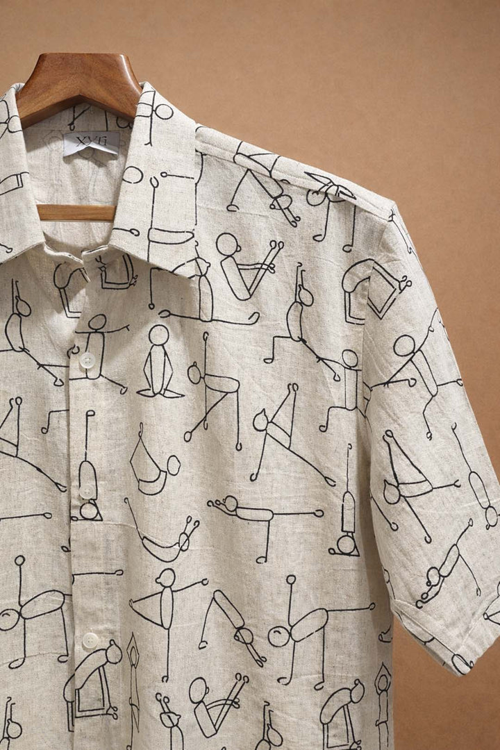 Muslin Shirt With Yoga Asana Print