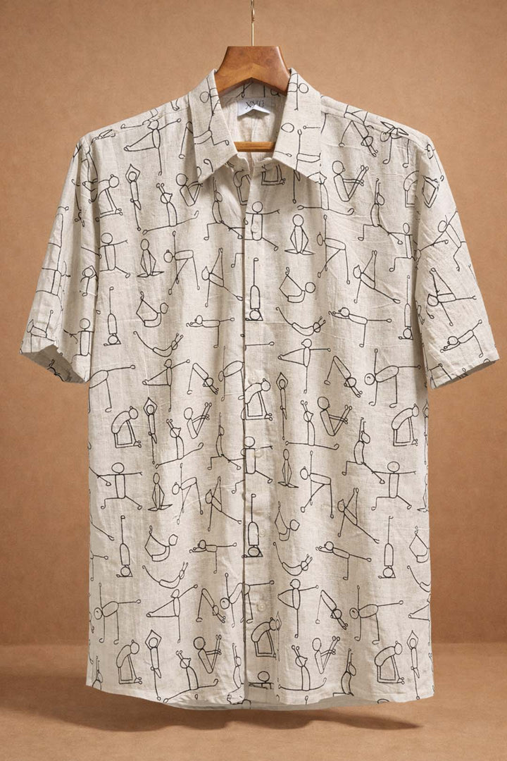 Muslin Shirt With Yoga Asana Print