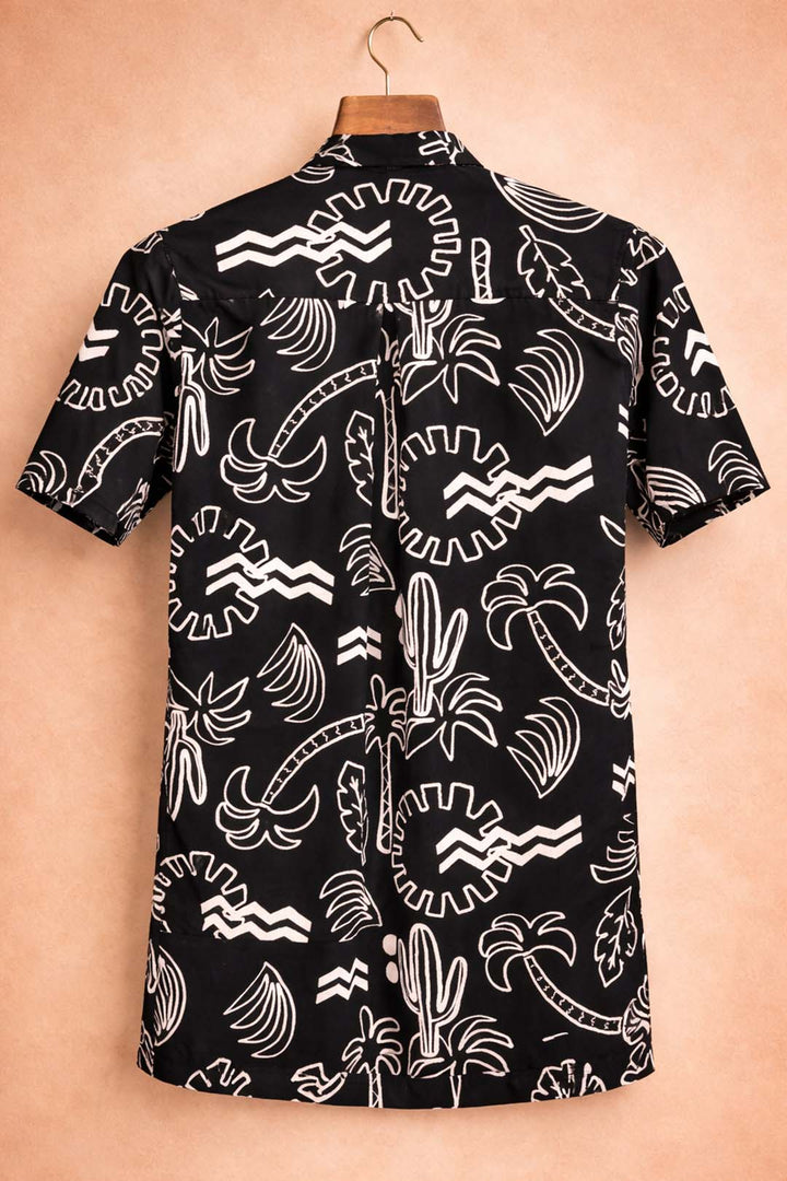 Black Tropical Print Shirt