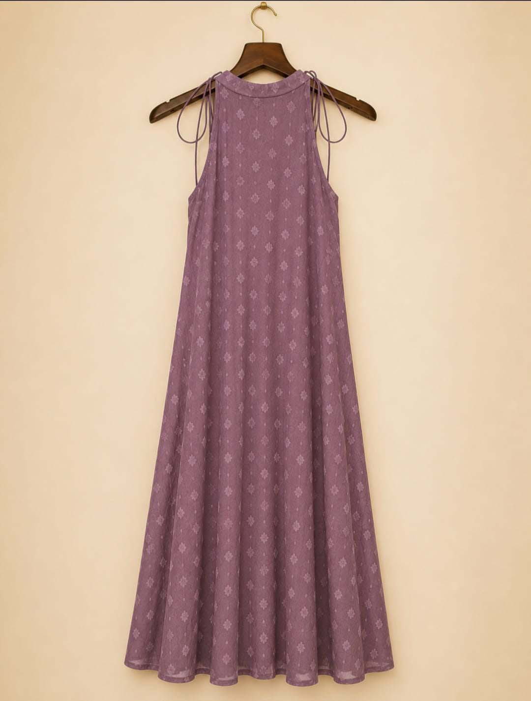 Kiara-Mauve Woven Motif Maxi Dress