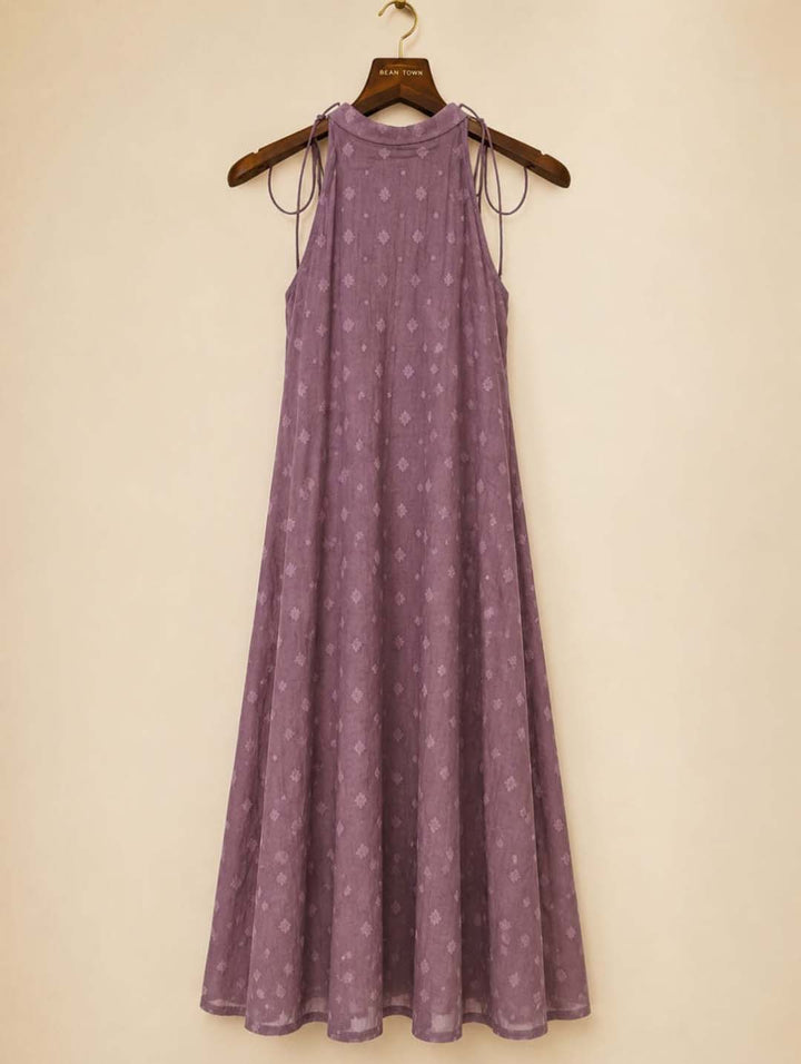 Kiara-Mauve Woven Motif Maxi Dress