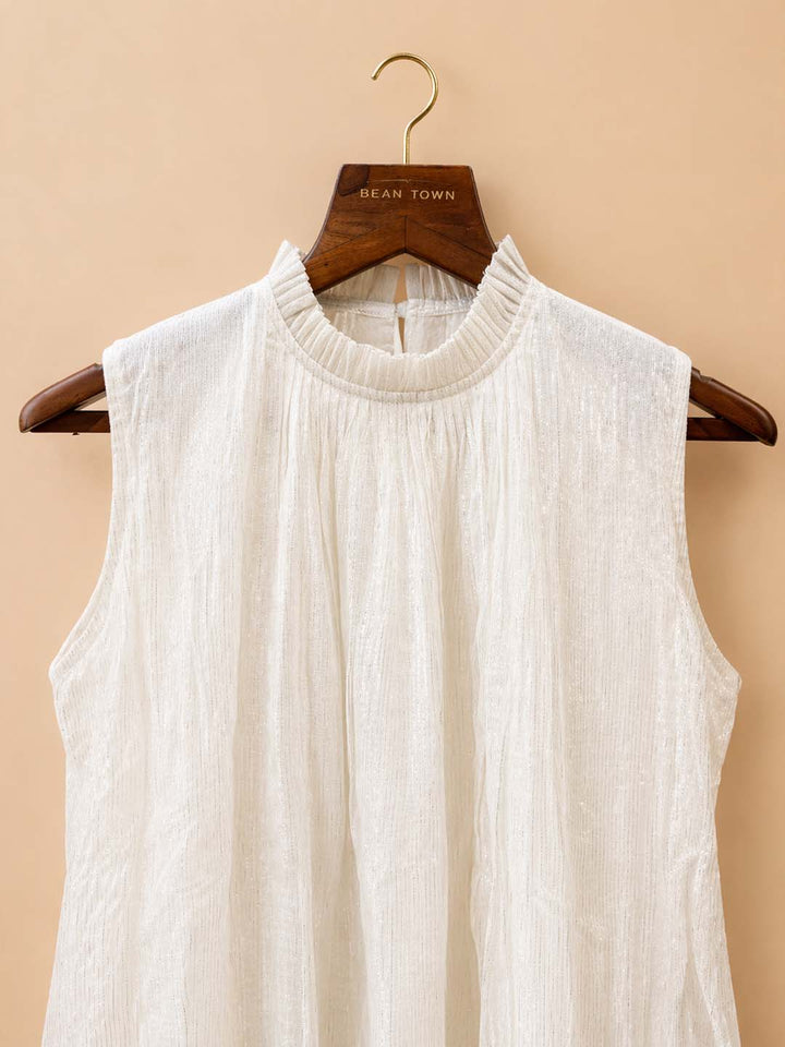 Dandelion - Ivory High-Neck Sleeveless A-Line Maxi Dress