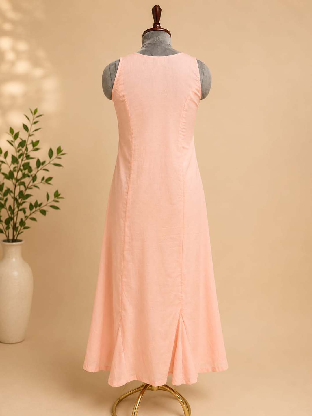 Luna-Soft Peach Sleeveless Dress