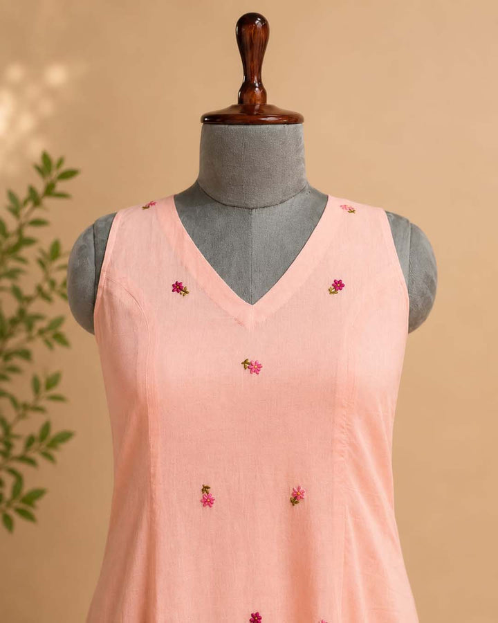 Luna-Soft Peach Sleeveless Dress
