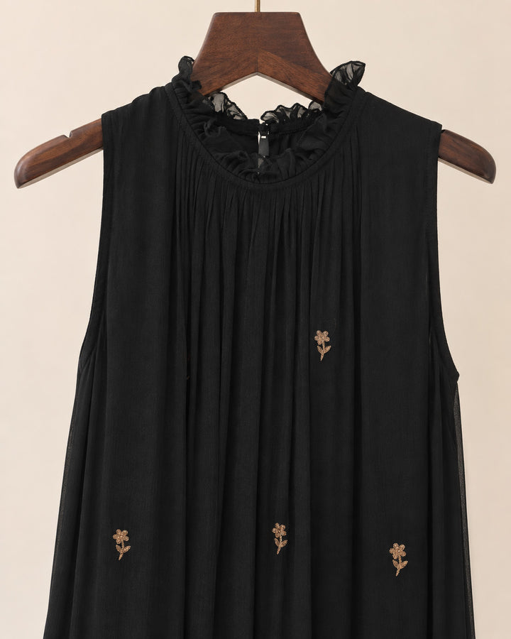 Rishika-Black High Neck Dress