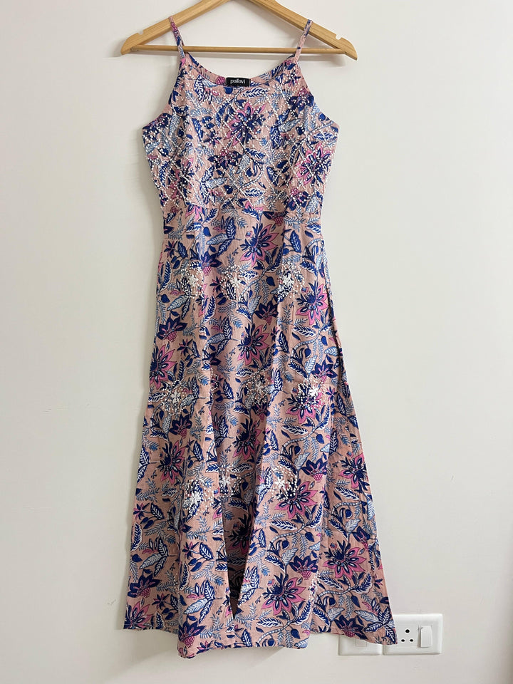 Floral Peach Blue Cross Dress
