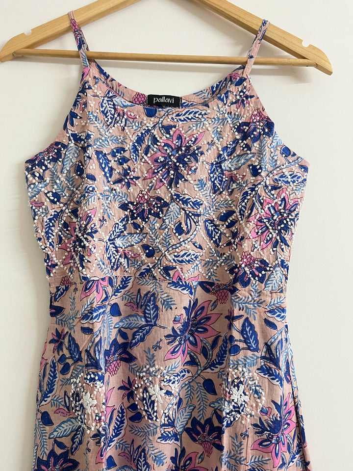Floral Peach Blue Cross Dress