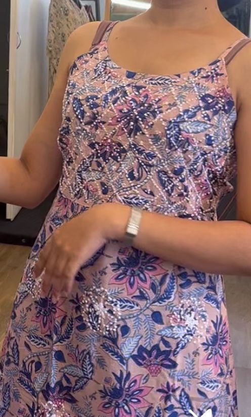 Floral Peach Blue Cross Dress