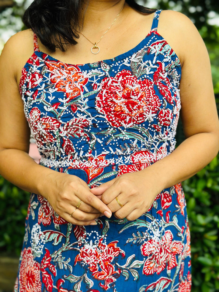 Floral Blue Red Dress