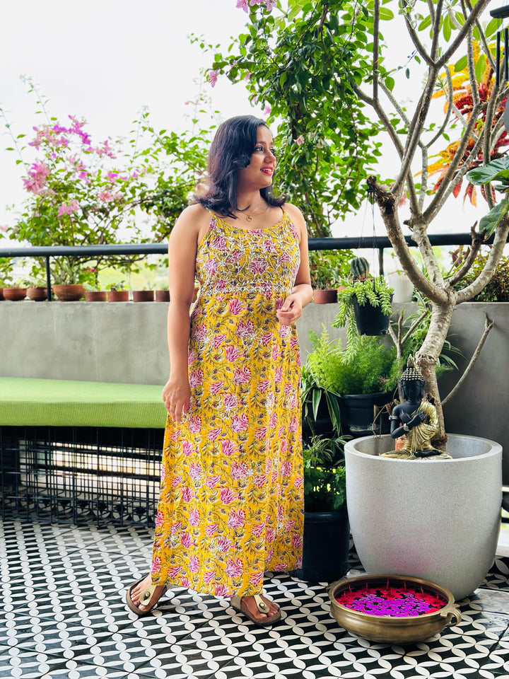 Floral Mustard Yellow Dress