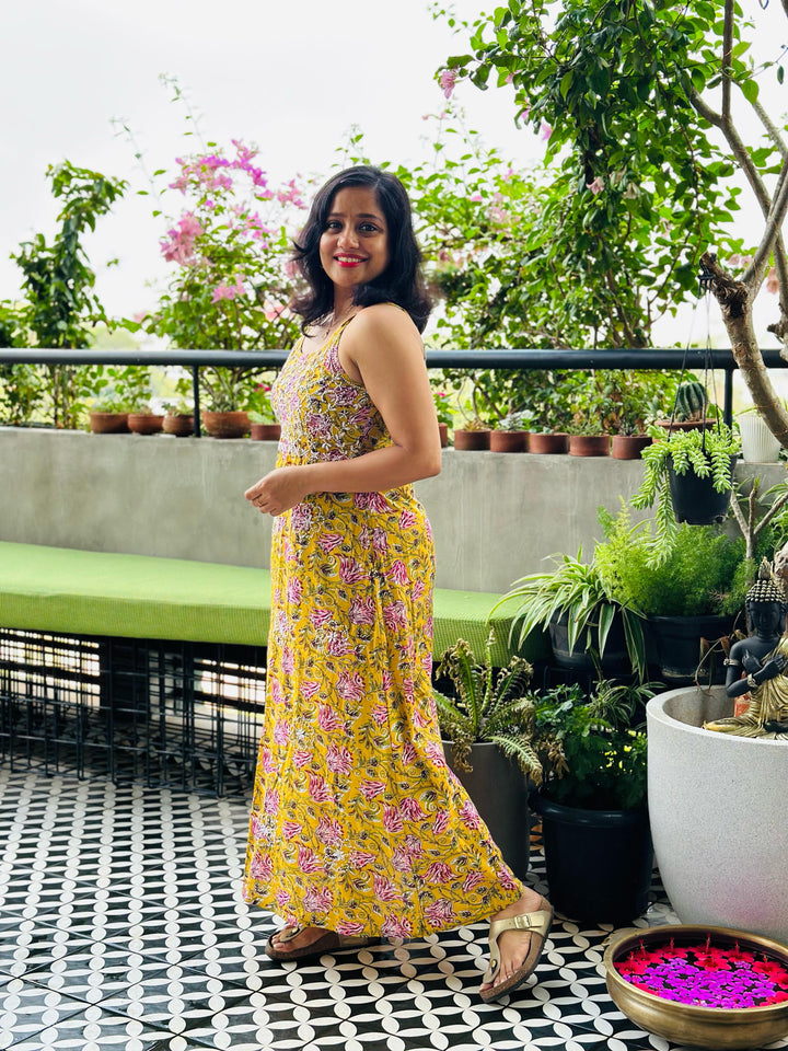 Floral Mustard Yellow Dress